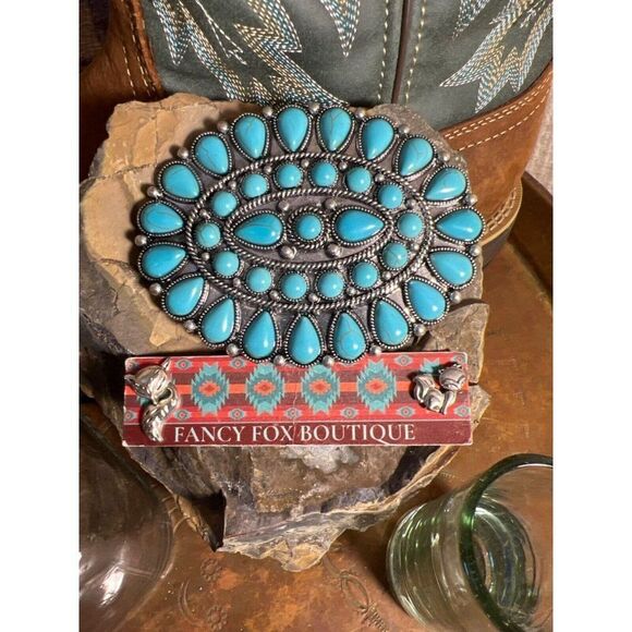 TURQUOISE CONCH WESTERN SILVER BELT ADJUSTABLE BUCKLE MEN WOMEN Father’s Day dad - Picture 10 of 10